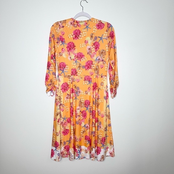 Nwt Hale Bob Yetty Orange Floral Dress - Picture 9 of 10